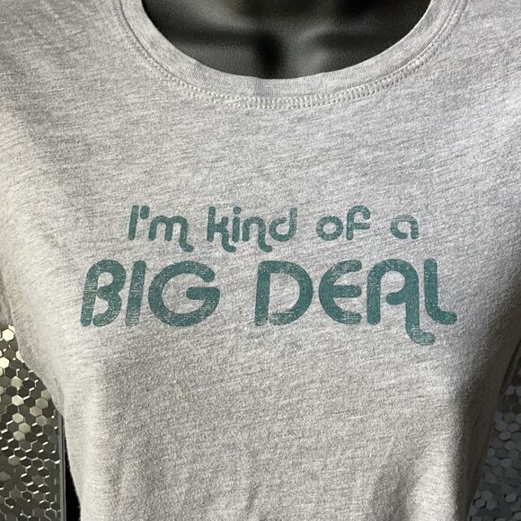 Charlotte Russe Short Sleeve Gray I’m Kind Of A Big Deal Tshirt Teal Letters Lrg - Picture 2 of 11